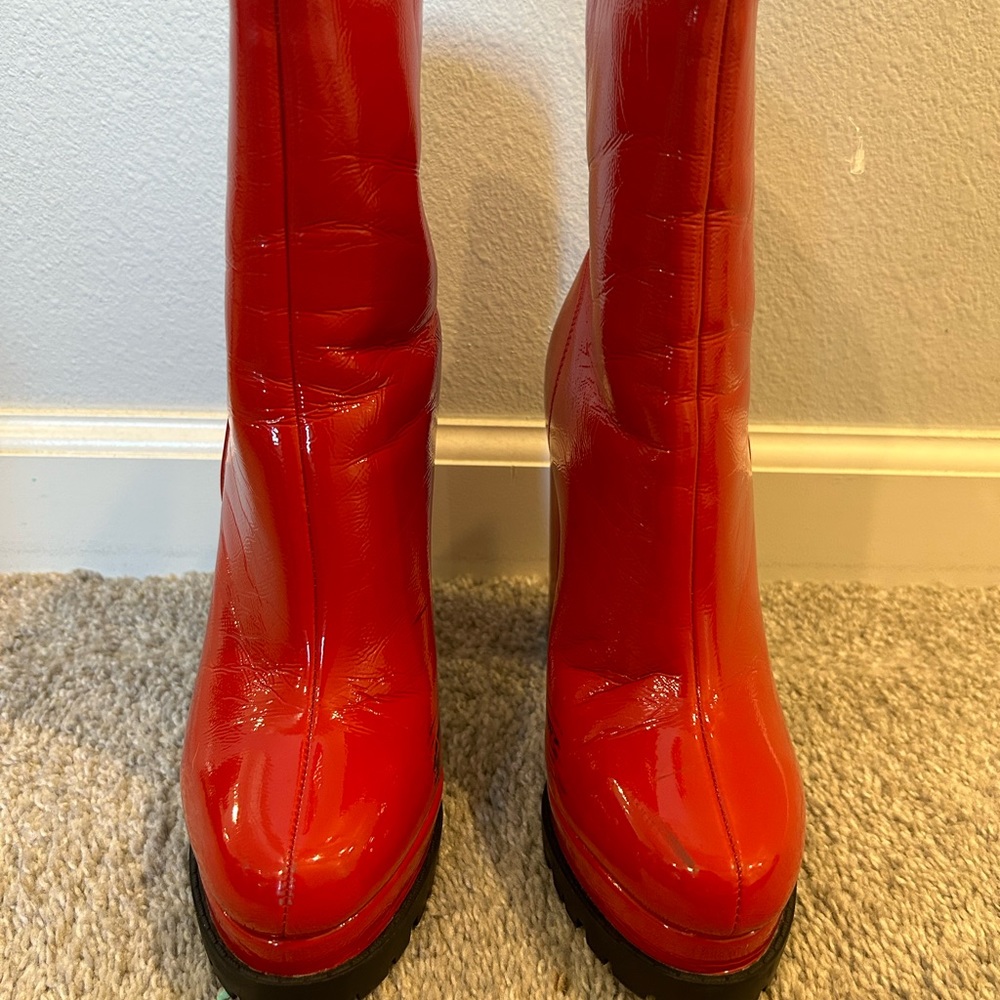 Red heeled boots